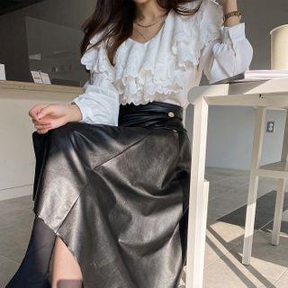 Capelet Eyelet-lace Blouse White - One Size