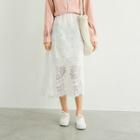 Lace Midi A-line Skirt White - One Size