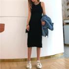 Midi Knit Tank Dress Black - One Size