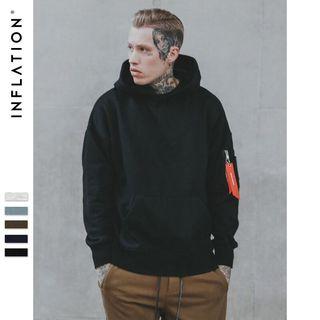 Brushed Fleece-lined Dip-back Ma-1 Hooded Pullover