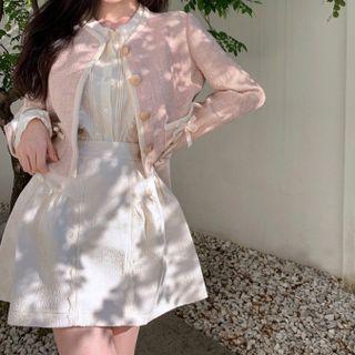 Single-breasted Cropped Jacket / Blouse / Mini A-line Skirt