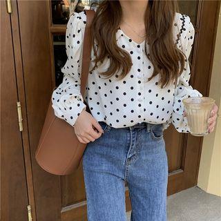 Peter Pan Collar Dotted Blouse