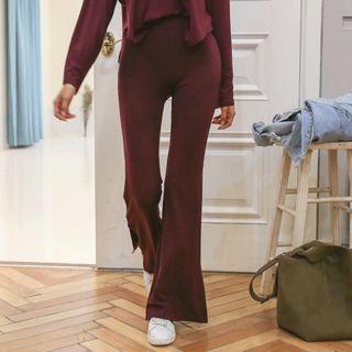 Elastic-waist Bell-bottom Pants