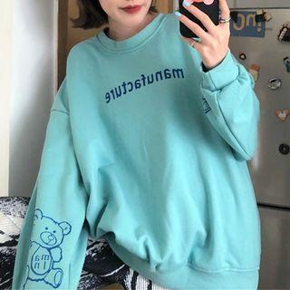 Lettering Bear Print Sweatshirt