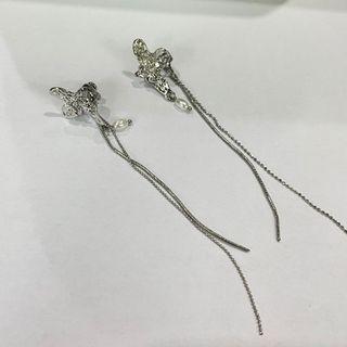 Shirred Fringed Drop Clip-on Earring 1 Pair - Silver - One Size