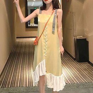 Sleeveless Asymmetric Ruffle Hem Midi Dress Curcumin - One Size
