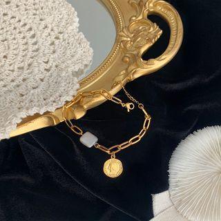 Freshwater Pearl Alloy Coin Bracelet 1 Pc - Freshwater Pearl Alloy Coin Bracelet - One Size