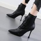 Pointy-toe High-heel Lace-up Short Boots