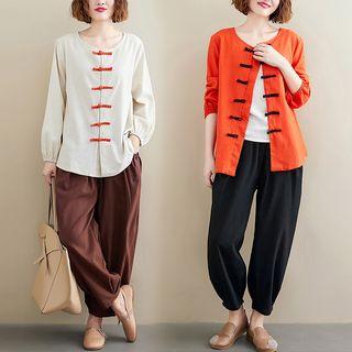 Set: Frog Buttoned Blouse + Harem Pants