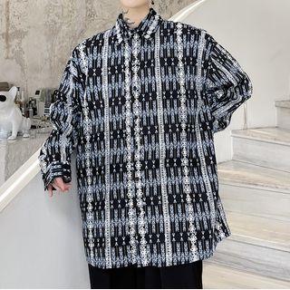 Embroidered All-over Print Shirt