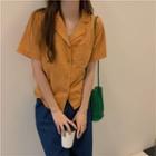Short-sleeve Plain Shirt Orange - One Size
