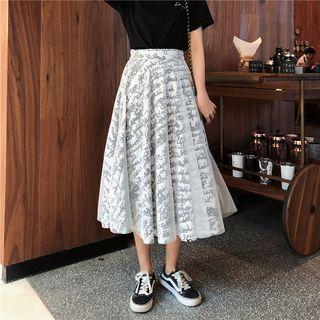 Lettering Mesh Midi Skirt