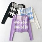 Plaid Print Long-sleeve Cardigan