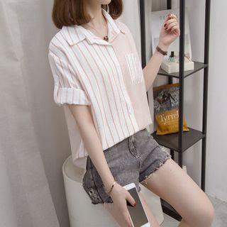 Short-sleeve Stripe Panel Shirt