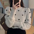 Pom Pom Sweater / Midi A-line Skirt / Set