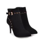 Eyelet Detail High Heel Pointed Short Boots