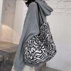 Zebra Print Canvas Tote Bag Striped - Black & White - One Size