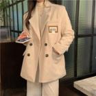 Applique Double-breasted Blazer / Wide-leg Pants