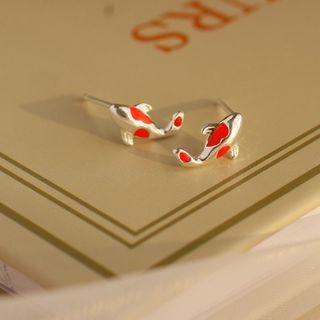 925 Sterling Silver Carp Fish Earring 1 Pair - As Shown In Figure - One Size