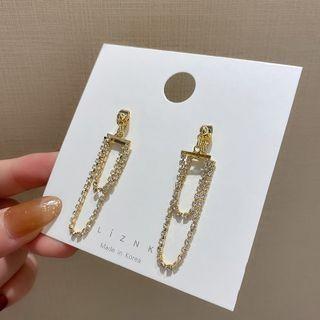 Rhinestone Chain Drop Earring E2048 - 1 Pair - Gold - One Size