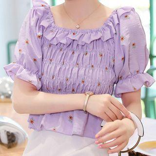 Flower Print Off-shoulder Peplum Top