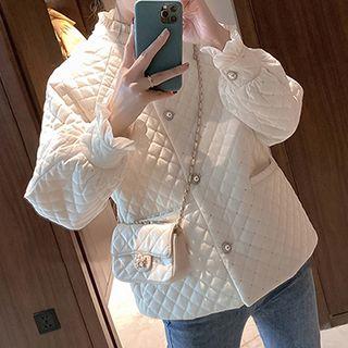 Rhinestone Quilted Buttoned Jacket