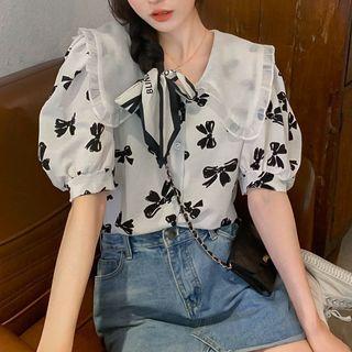 Short-sleeve Patter Blouse