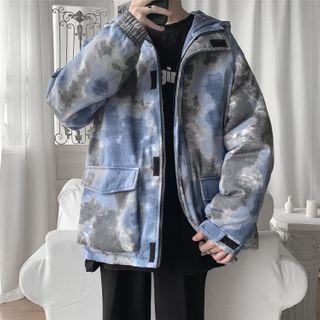 Tie Dye Cargo Zip-up Hooded Jacket