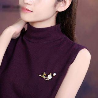 Flower Faux Pearl Alloy Brooch Gold & White - One Size