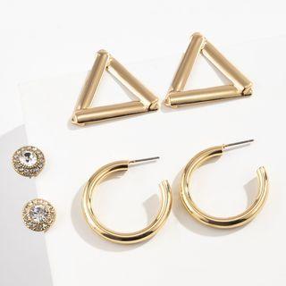Metal Rhinestone Earring 1905 - Gold - One Size