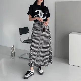 Drawcord Patterned Long Skirt