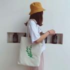 Leaf Embroidered Tote Bag