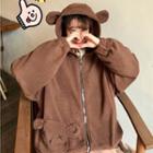 Bear Ear Hooded Embroidered Jacket