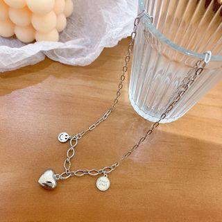 Heart Chain Necklace 1 Pc - Silver - One Size