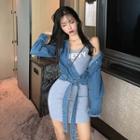 Lettering Tank Dress / Denim Jacket