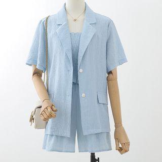 Set: Short-sleeve Blazer + Shorts + Top