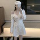 Long-sleeve Irregular Cold Shoulder Mini A-line Dress