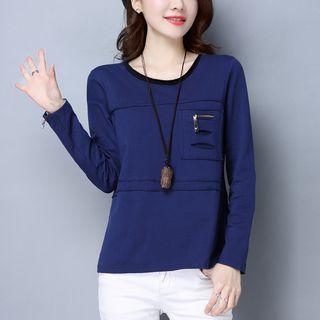 Long-sleeve Zip Panel T-shirt