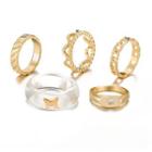 Set Of 5: Rhinestone Alloy Ring (various Designs) Set Of 5 - 54479 - Gold - One Size