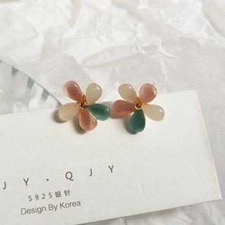 Cat Eye Stone Flower Earring 1 Pair - Stud Earrings - One Size