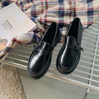Stitched Trim Platform Loafers