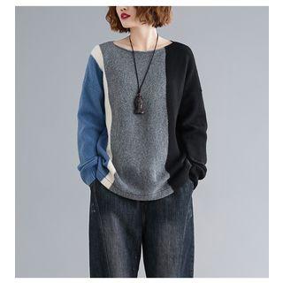 Plus Size Color Block Knit Top
