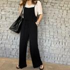 Spaghetti-strap Wide Overall Pants