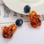 Acetate Chain Dangle Earring Stud Earring - 1 Pair - S925 Silver Stud - Amber - One Size