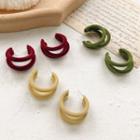 Layered Flannel Open Hoop Earring