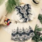 Set: Elbow-sleeve Embroidered Top + Shorts