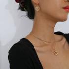 Set: Alloy Heart Pendant Necklace + Dangle Earring