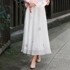 Embroidery Tulle Long Skirt