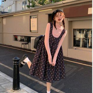 Long-sleeve Top / Print Overall Dress