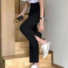 High-waist Slit-hem Straight-cut Pants